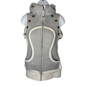 Lululemon Women's Special Edition Scuba Hoodie Vest SZ 6 Ghost Herringbone -1271